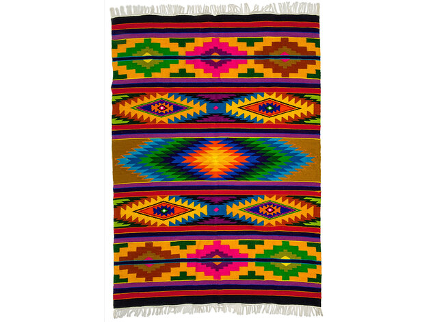 EcuaFina Wool Rug Aztec - Southwestern - Ethnic Design - Multicolor Rug - Midsize rug