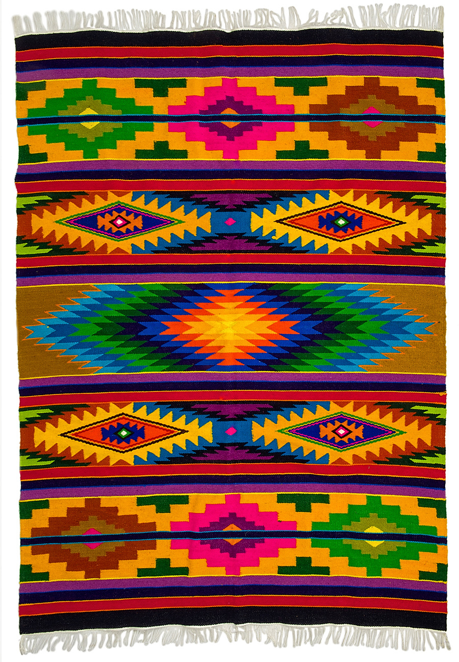 revolutie Somber Indirect Wollen Vloerkleed Aztec - 170 cm x 115 cm - Southwestern - Ethnic - EcuaFina