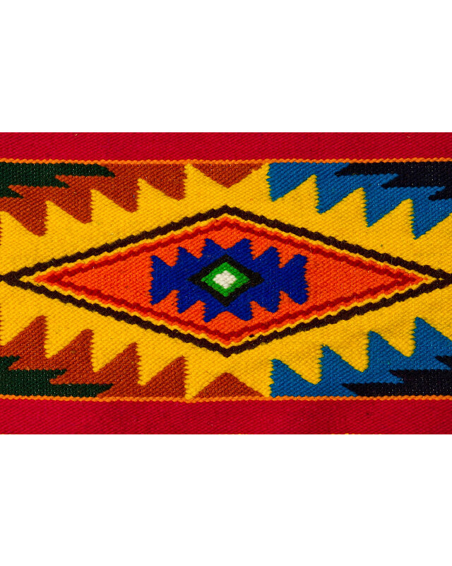 EcuaFina Tapis aztèque en laine 170 cm x 115 cm - Motifs ethniques - production équatorienne - 100% laine