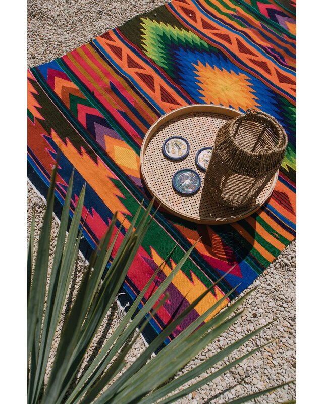 EcuaFina Wollteppich Aztekisch 170 cm x 115 cm - Dutch Design - Ecuadorian Production - 100% Wool