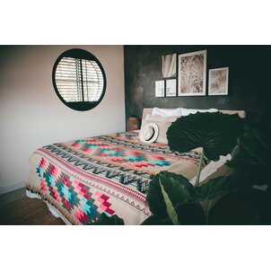 EcuaFina Alpaca native blanket - Double-sided woven - Dutch/Native Design - FairTrade & Authentic - Antisana - Pink