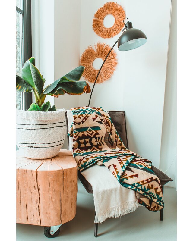 EcuaFina Mini Alpaca Native Decke - Doppelseitige Drucke – niederländisches/einheimisches Design – FairTrade & authentisch - Chimborazo - Farbmischung