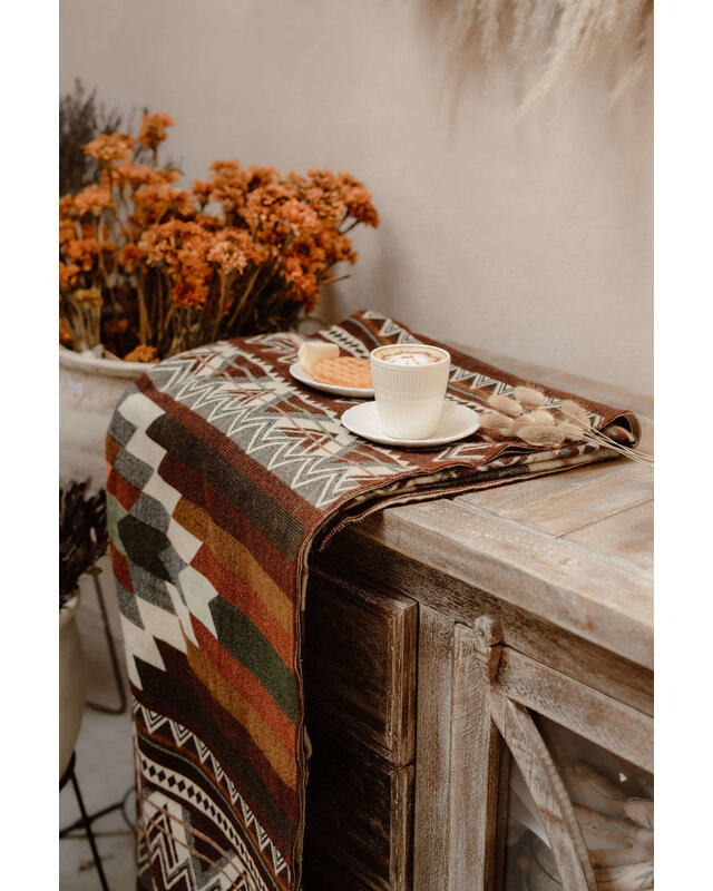 EcuaFina Alpaca Native Decke - Doppelseitige Gewebt– einheimisches Design – FairTrade & authentisch - Antisana -Grün