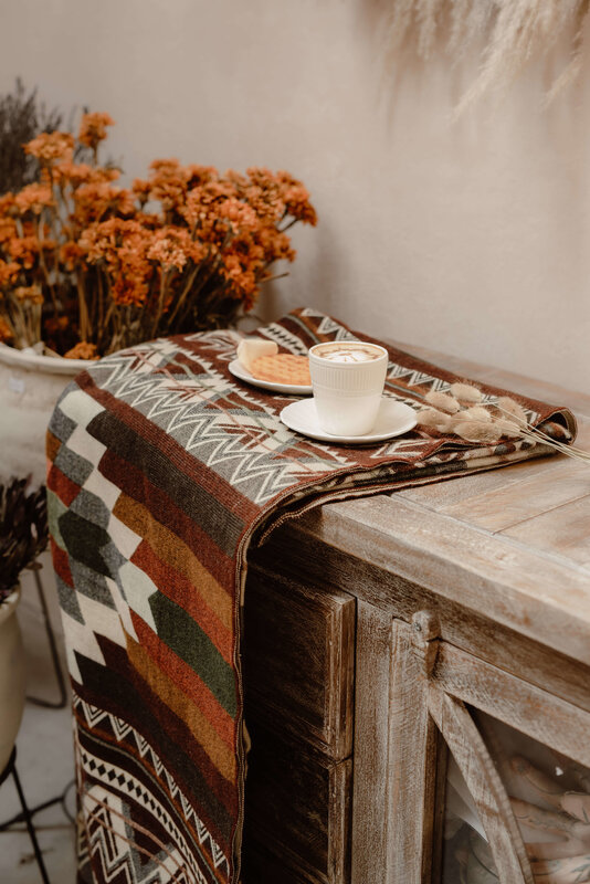 EcuaFina Alpaca Native Deken - Dubbelzijdige prints - Native Design - FairTrade & Authentiek - Antisana - Groen
