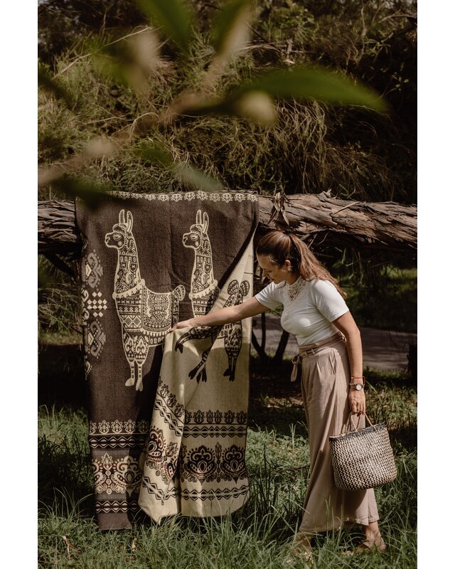 EcuaFina Couverture native - Alpaga - Marron