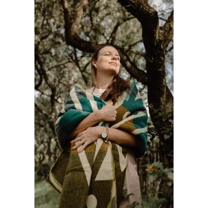 EcuaFina Mini Alpaca native blanket - Double-sided prints - Modern Home Accessories - FairTrade & Authentic - Imbabura - Green