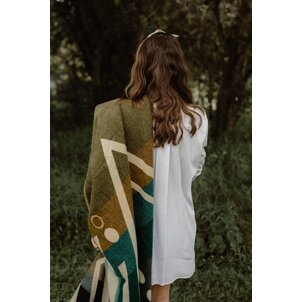 EcuaFina Mini Alpaca native blanket - Double-sided prints - Modern Home Accessories - FairTrade & Authentic - Imbabura - Green