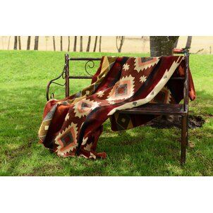 EcuaFina Alpaca Native Deken  - FairTrade & Authentiek - Quilotoa - Rood