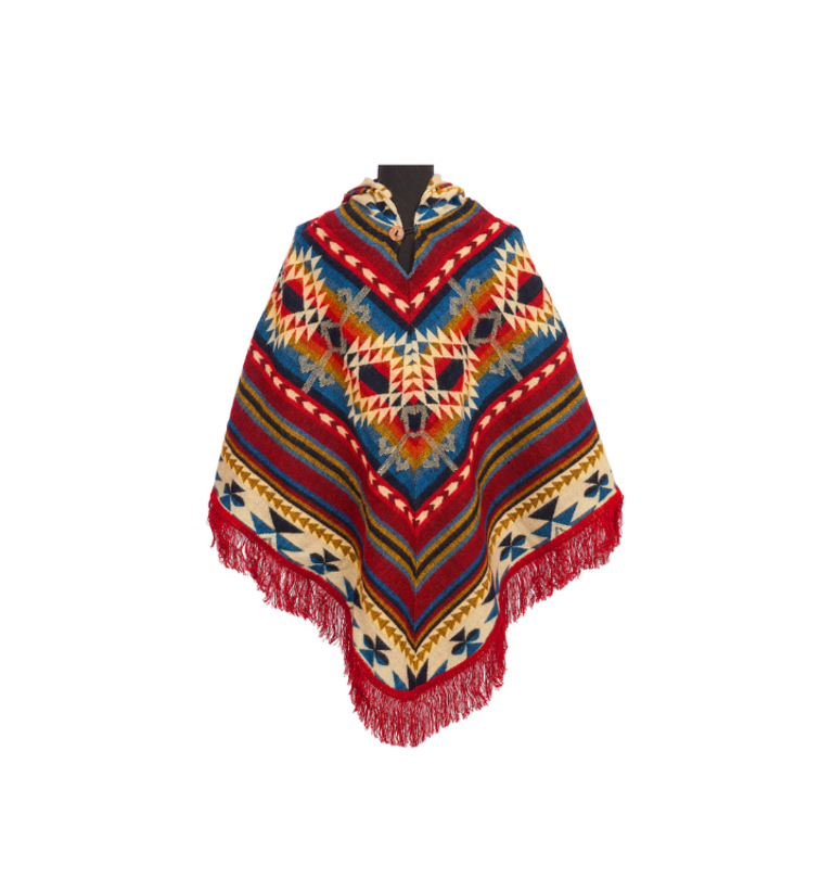 Poncho Triangle Red | Alpaca Wool | Women's Poncho | EcuaFina 