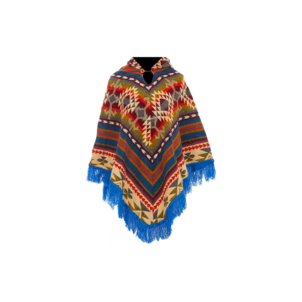 EcuaFina Poncho en Alpaga Triangle Bleu