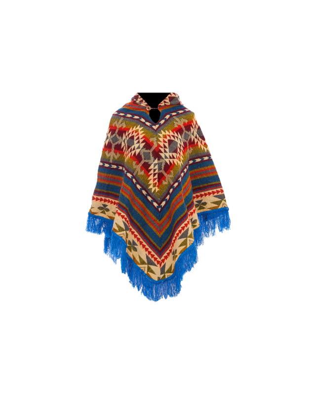 EcuaFina Poncho Dreieck Blau