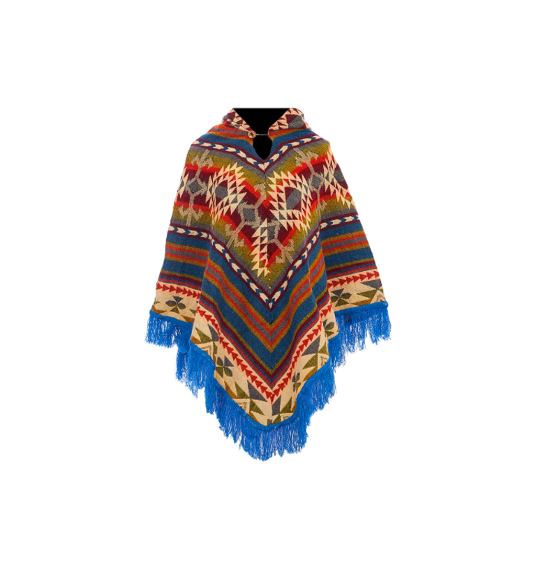 EcuaFina Poncho Dreieck Blau