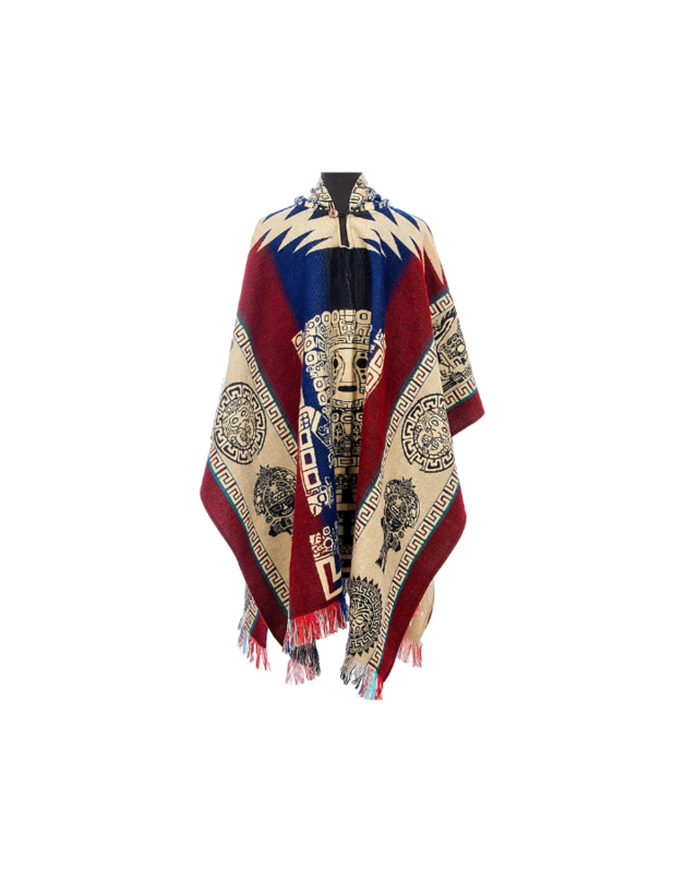EcuaFina Poncho Inca Rood