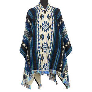 EcuaFina Alpaca Poncho Shuar Blauw