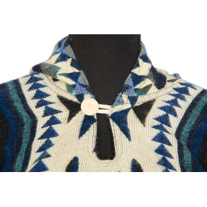 EcuaFina Alpaka Poncho Shuar Blau