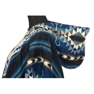 EcuaFina Alpaka Poncho Shuar Blau