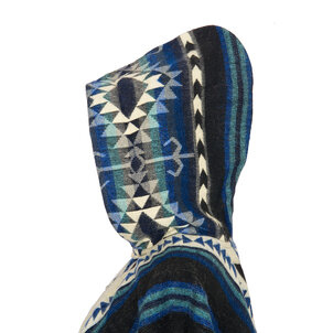 EcuaFina Alpaca Poncho Shuar Blauw
