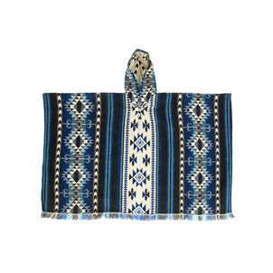 EcuaFina Alpaka Poncho Shuar Blau