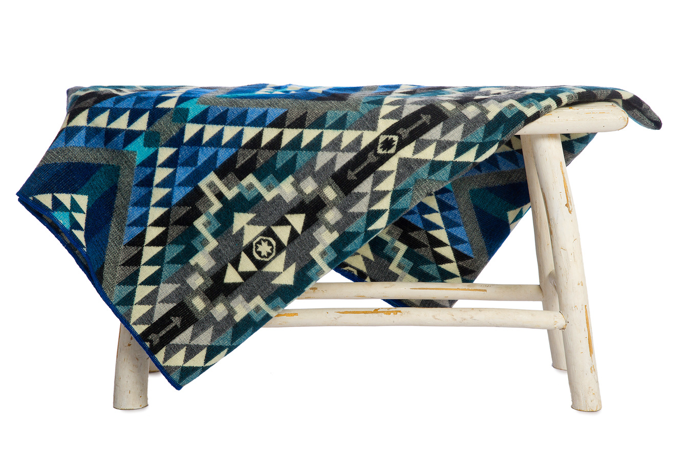 EcuaFina Mini Alpaca Native Decke - Doppelseitige Drucke – niederländisches/einheimisches Design – FairTrade & authentisch - Chimborazo - Schwarz