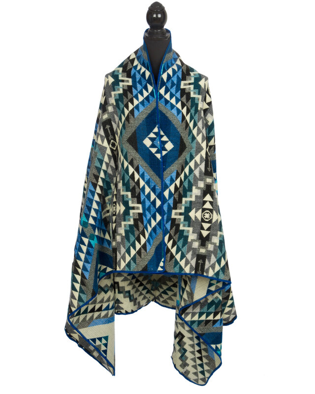 EcuaFina Mini Alpaca Native Decke - Doppelseitige Drucke – niederländisches/einheimisches Design – FairTrade & authentisch - Chimborazo - Schwarz