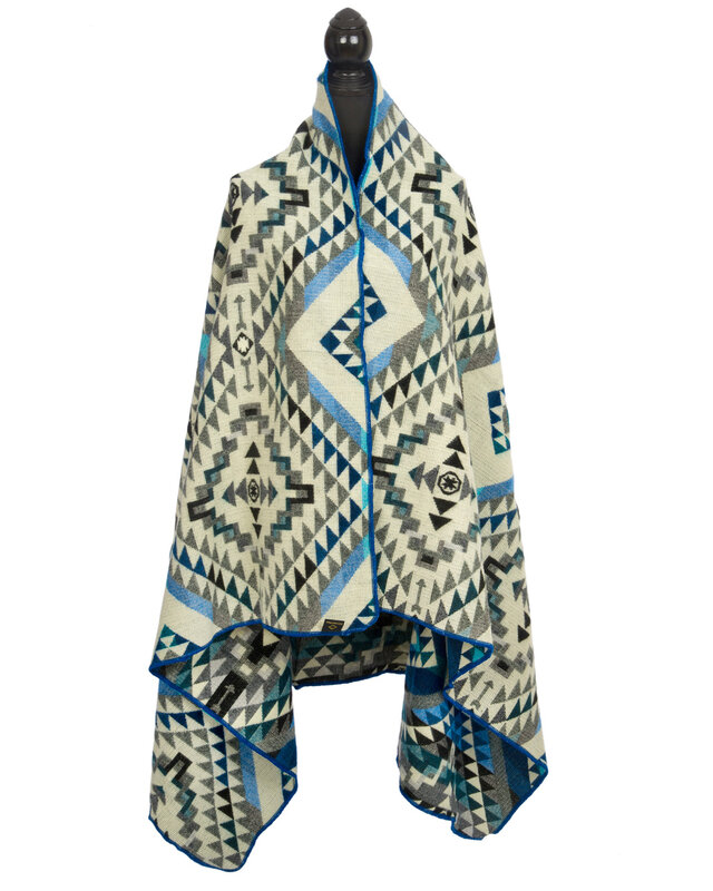 EcuaFina Mini Alpaca Native Decke - Doppelseitige Drucke – niederländisches/einheimisches Design – FairTrade & authentisch - Chimborazo - Schwarz