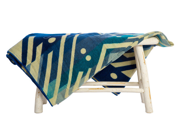 EcuaFina Mini Alpaca Native Deken - Dubbelzijdige prints - Moderne Woonaccessoires - FairTrade & Authentiek - Imbabura - Blauw