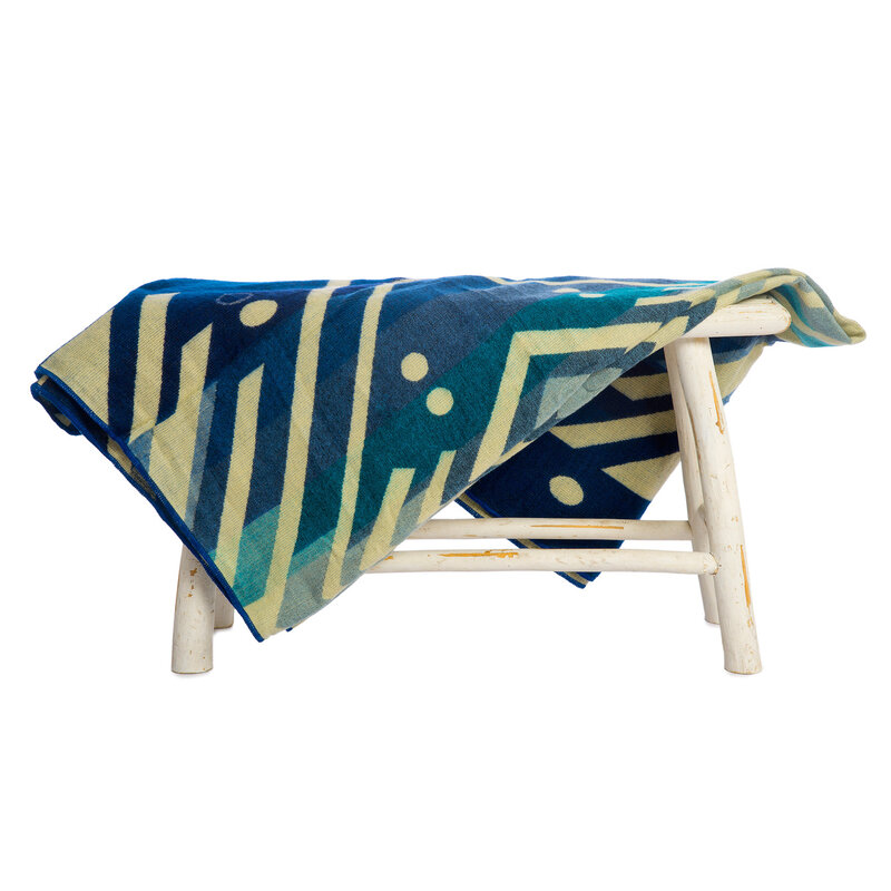 EcuaFina Mini Alpaca native blanket - Double-sided prints - Modern Home Accessories - FairTrade & Authentic - Imbabura - Blue