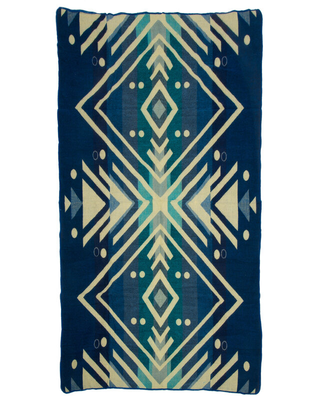 EcuaFina Mini Alpaka Native Decke - Doppelseitige Drucke - Moderne Wohnaccessoires -  FairTrade & authentisch - Imbabura - Blau
