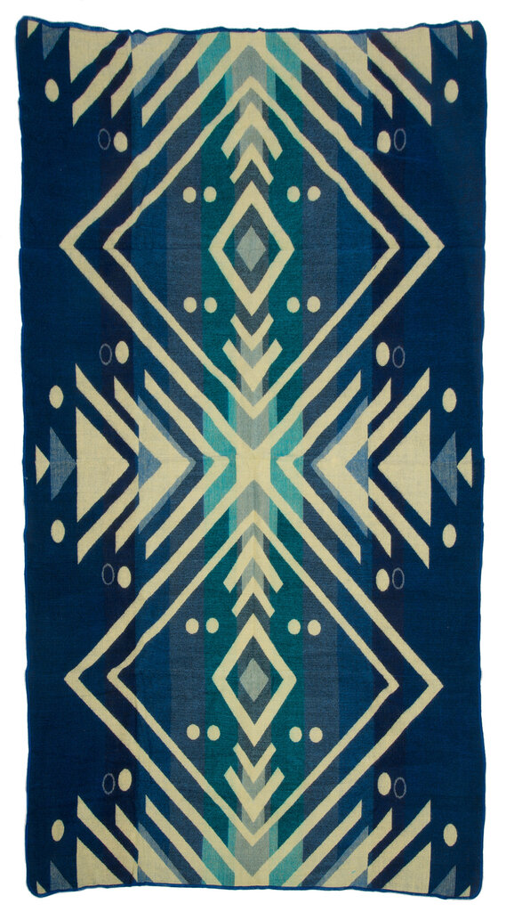 EcuaFina Mini Alpaca native blanket - Double-sided prints - Modern Home Accessories - FairTrade & Authentic - Imbabura - Blue