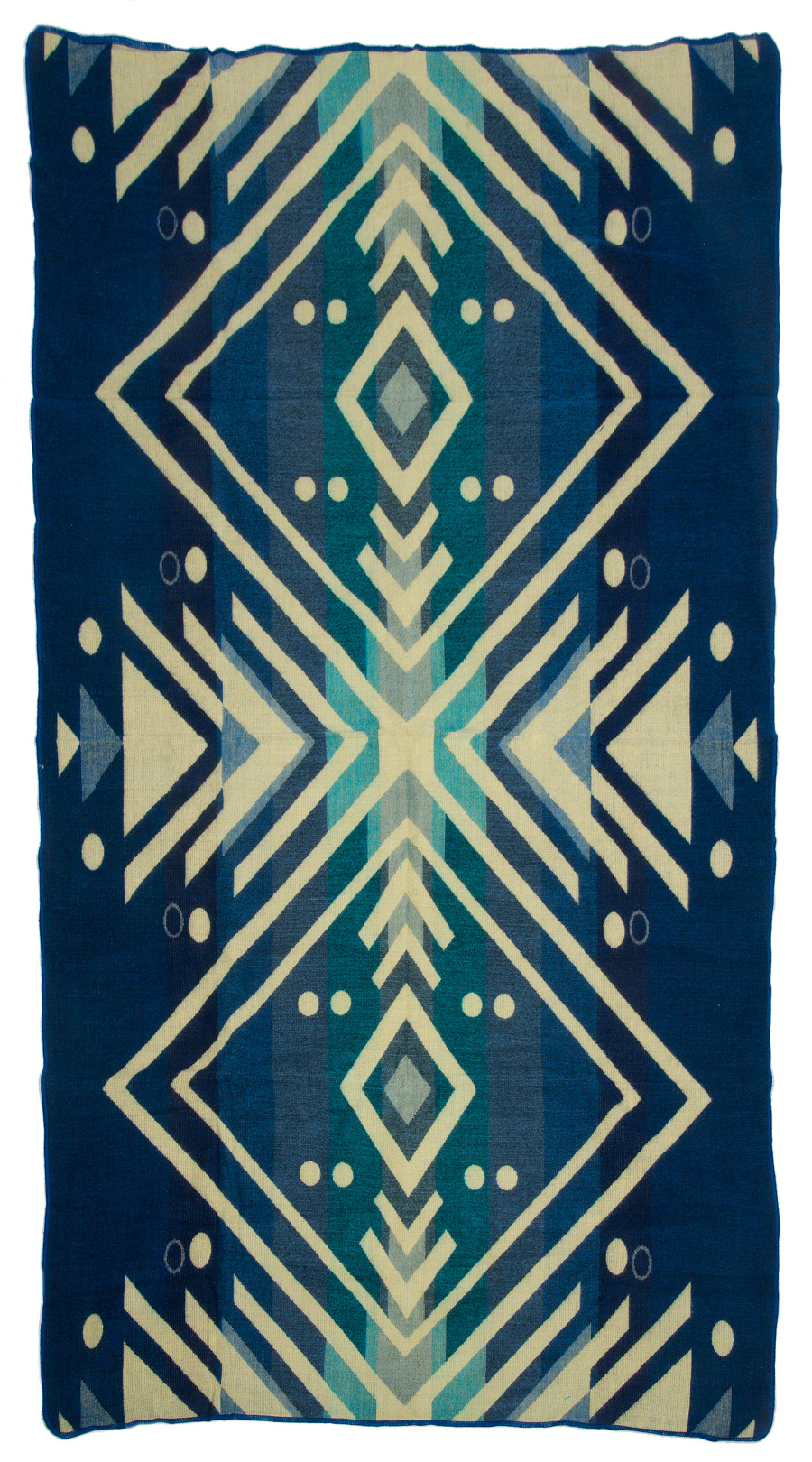 EcuaFina Mini Alpaka Native Decke - Doppelseitige Drucke - Moderne Wohnaccessoires -  FairTrade & authentisch - Imbabura - Blau