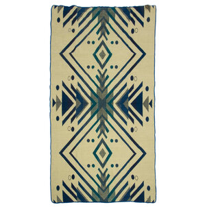 EcuaFina Mini Alpaka Native Decke - Doppelseitige Drucke - Moderne Wohnaccessoires -  FairTrade & authentisch - Imbabura - Blau