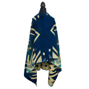 EcuaFina Mini Alpaca Native Deken - Dubbelzijdige prints - Moderne Woonaccessoires - FairTrade & Authentiek - Imbabura - Blauw