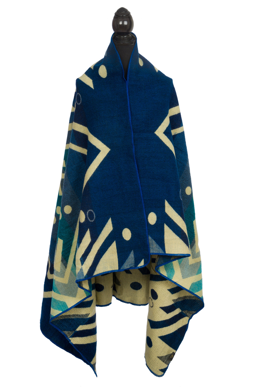 EcuaFina Mini Alpaca native blanket - Double-sided prints - Modern Home Accessories - FairTrade & Authentic - Imbabura - Blue
