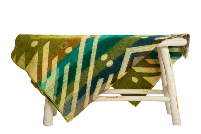 EcuaFina Mini Alpaca native blanket - Double-sided prints - Modern Home Accessories - FairTrade & Authentic - Imbabura - Green