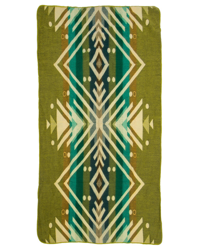 EcuaFina Mini couverture indigène en alpaga - Réversible - Design natif / néerlandais - Fairtrade & Authenticité - Imbabura - Vert