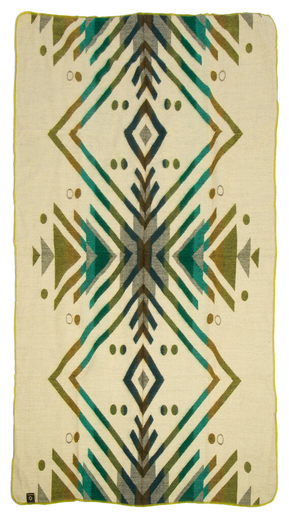 EcuaFina Mini Alpaca Native Deken - Dubbelzijdige prints - Moderne Woonaccessoires - FairTrade & Authentiek - Imbabura - Groen