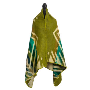 EcuaFina Mini Alpaca Native Deken - Dubbelzijdige prints - Moderne Woonaccessoires - FairTrade & Authentiek - Imbabura - Groen