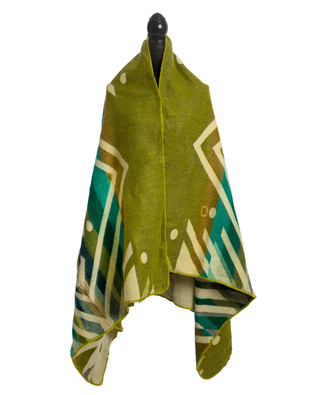 EcuaFina Mini Alpaka Native Decke - Doppelseitige Drucke - Moderne Wohnaccessoires -  FairTrade & authentisch - Imbabura - Grün