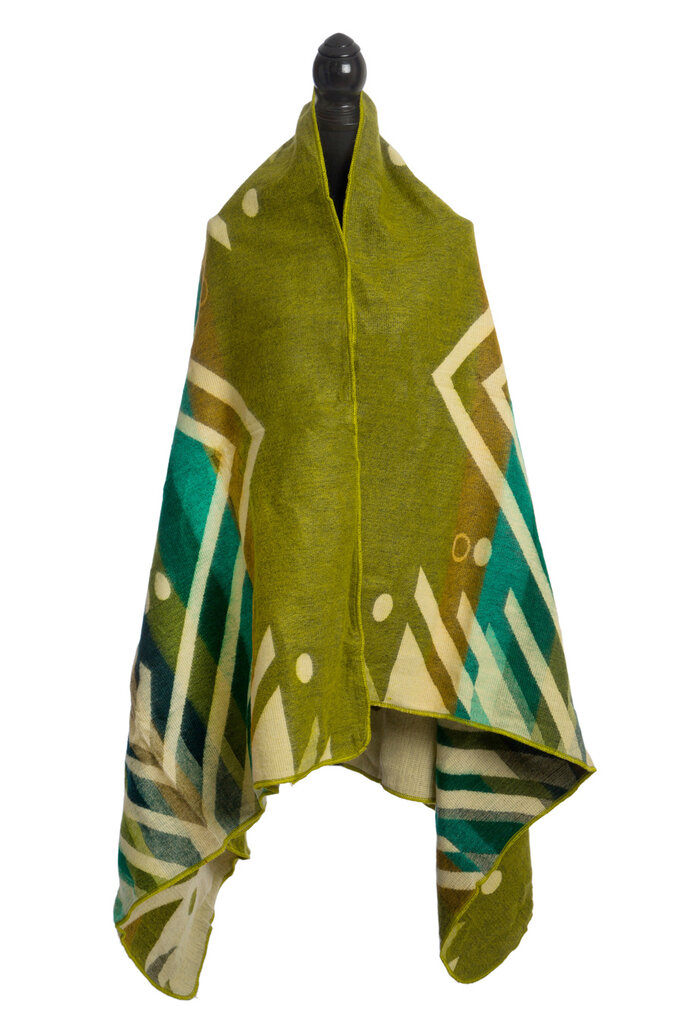 EcuaFina Mini Alpaca Native Deken - Dubbelzijdige prints - Moderne Woonaccessoires - FairTrade & Authentiek - Imbabura - Groen