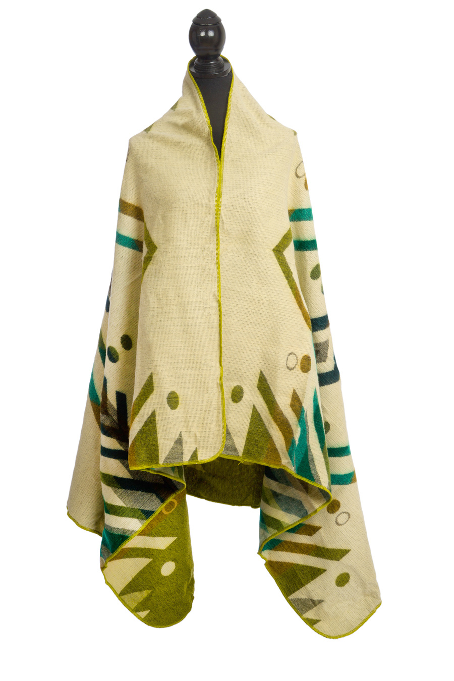 EcuaFina Mini couverture indigène en alpaga - Réversible - Design natif / néerlandais - Fairtrade & Authenticité - Imbabura - Vert