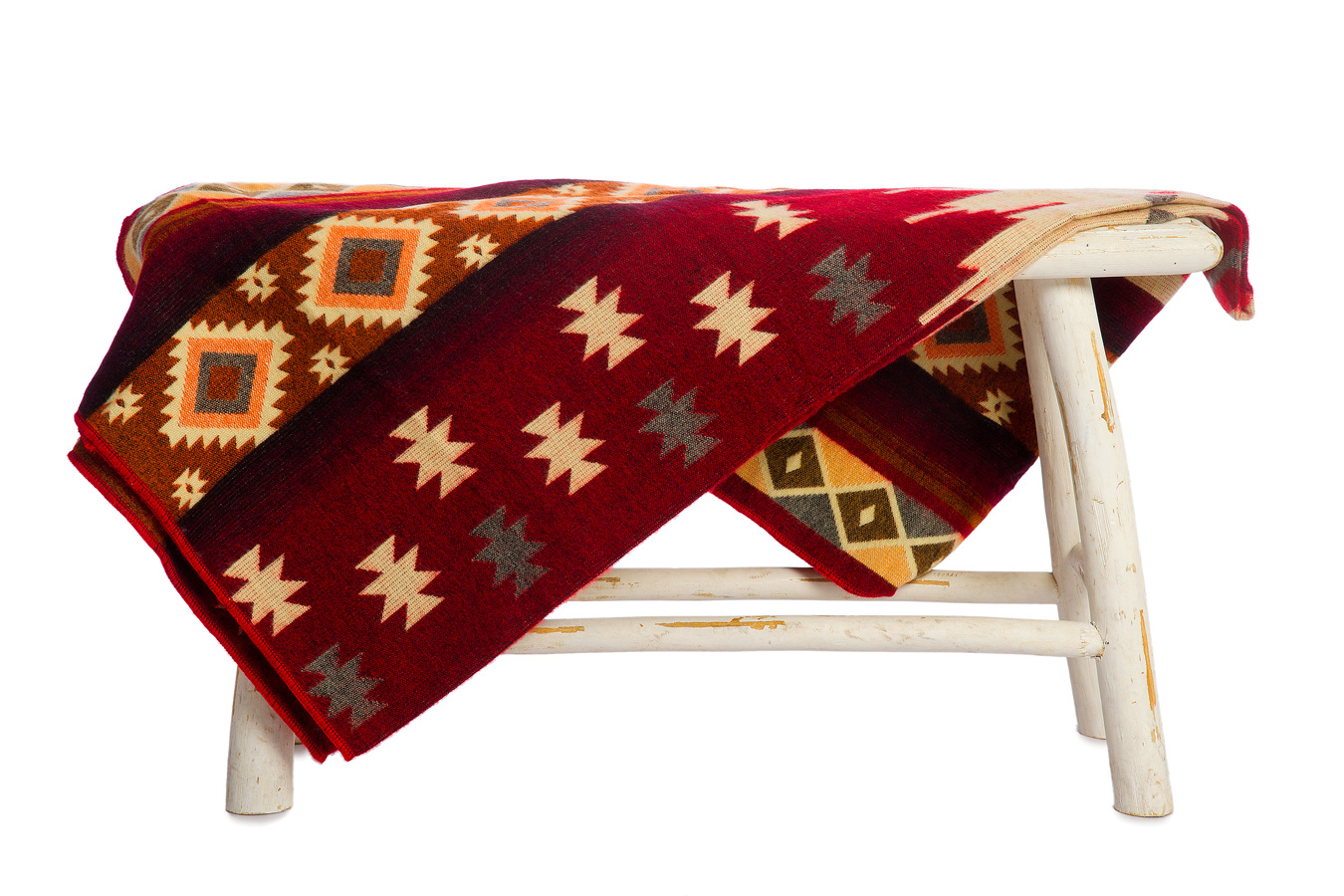 EcuaFina Mini Alpaca Native Deken - Dubbelzijdige prints - Dutch/Native Design - FairTrade & Authentiek - Quilotoa - Rood