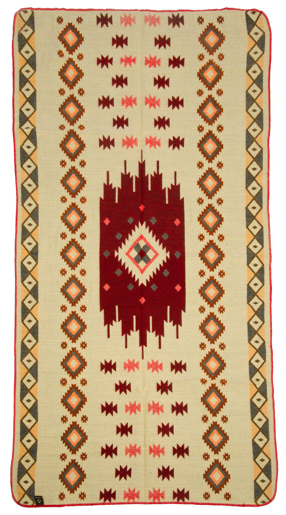 EcuaFina Mini Alpaca Native Deken - Dubbelzijdige prints - Dutch/Native Design - FairTrade & Authentiek - Quilotoa - Rood