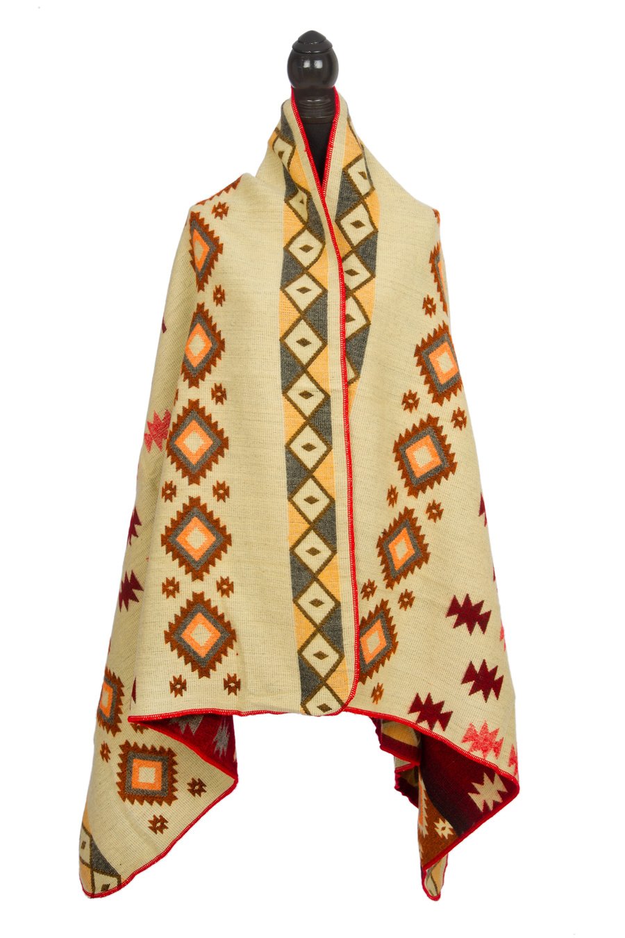 EcuaFina Mini Alpaca native blanket - Double-sided prints - Dutch/Native Design - FairTrade & Authentic - Quilotoa - Red