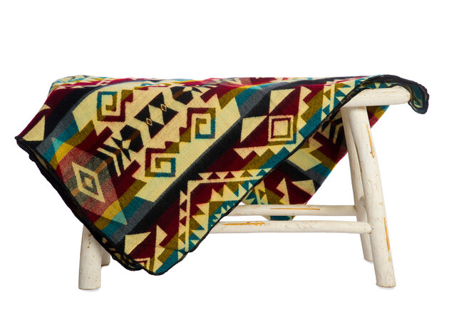 EcuaFina Mini Alpaca Native Decke - Doppelseitige Drucke – niederländisches/einheimisches Design – FairTrade & authentisch - Chimborazo - Farbmischung