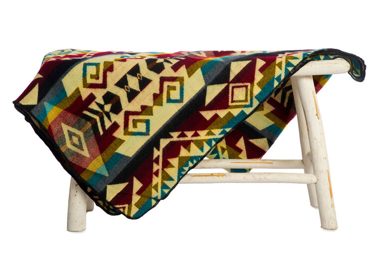 EcuaFina Mini Alpaca native blanket - Double-sided prints - Dutch/Native Design - FairTrade & Authentic - Chimborazo - Multicolor