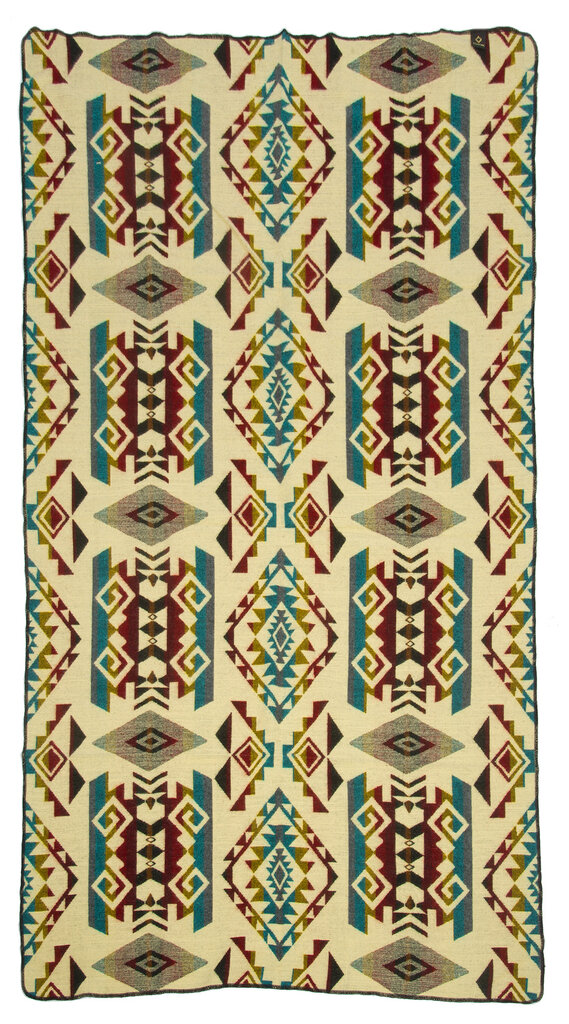 EcuaFina Mini Alpaca Native Decke - Doppelseitige Drucke – niederländisches/einheimisches Design – FairTrade & authentisch - Chimborazo - Farbmischung