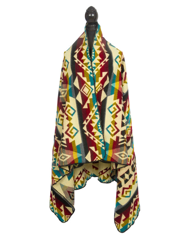 EcuaFina Mini Alpaca Native Decke - Doppelseitige Drucke – niederländisches/einheimisches Design – FairTrade & authentisch - Chimborazo - Farbmischung