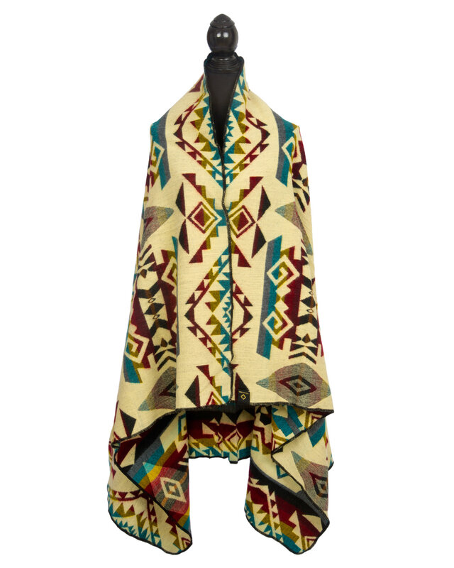 EcuaFina Mini Alpaca Native Decke - Doppelseitige Drucke – niederländisches/einheimisches Design – FairTrade & authentisch - Chimborazo - Farbmischung