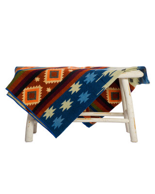 EcuaFina Mini Alpaca native deken - Quilotoa - Blauw