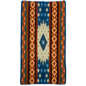 EcuaFina Mini Alpaca Native Deken - Dubbelzijdige prints - Dutch/Native Design - FairTrade & Authentiek - Quilotoa -  Blauw